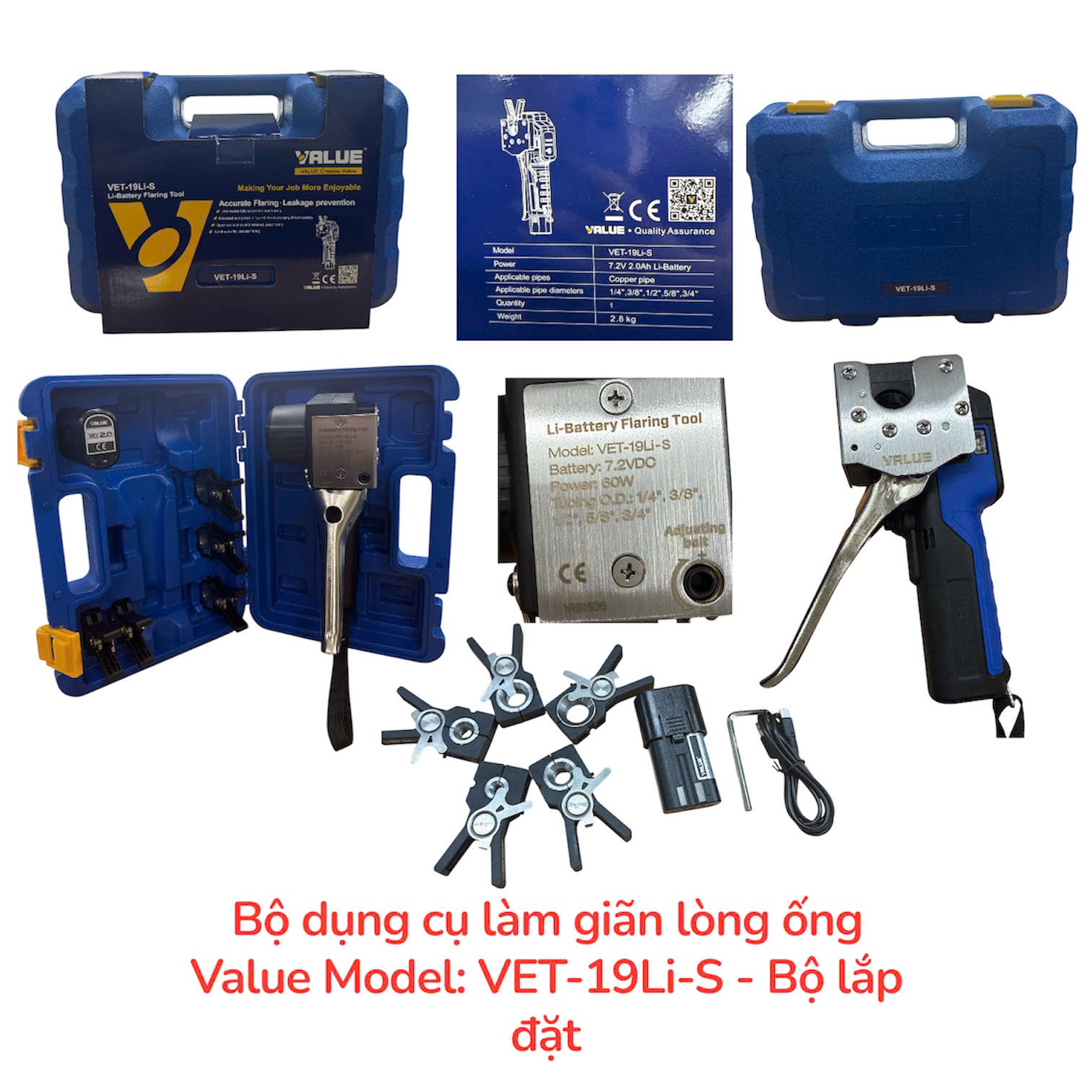 Bộ dụng cụ làm giãn lòng ống Value Model: VET-19Li – S (Loe tự động dùng pin sạc)