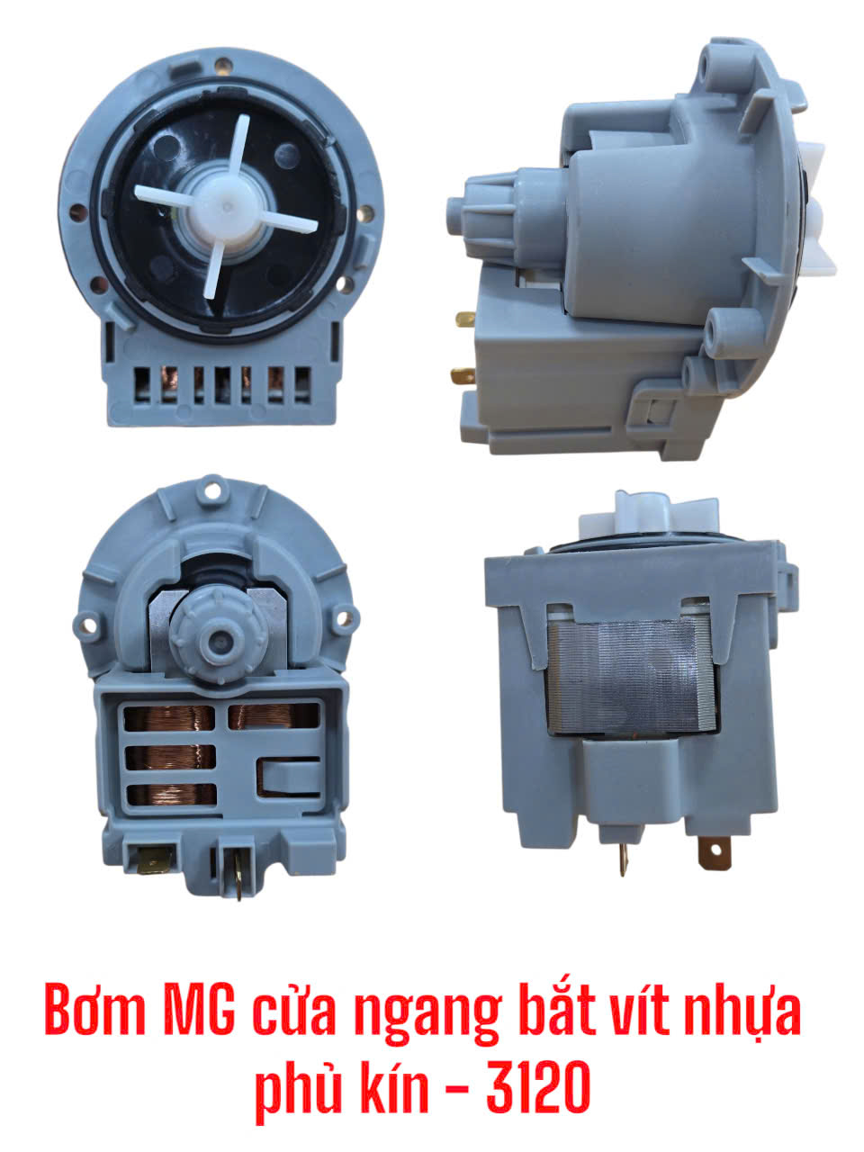 Bơm máy giặt cửa ngang dạng bắt vít nhựa phủ kín – 3120