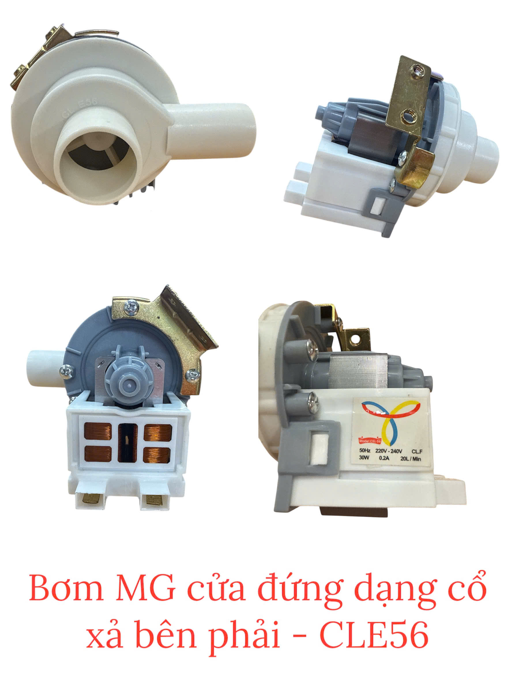 Bơm máy giặt cửa đứng dạng cổ xả bên phải – CLE56