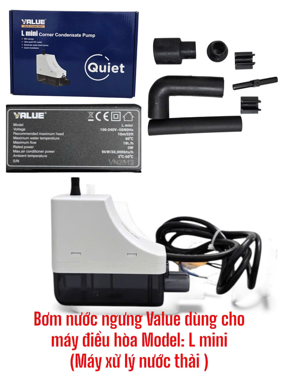 Bơm nước ngưng Value dùng cho máy điều hòa Model: L mini (Máy xử lý nước thải)