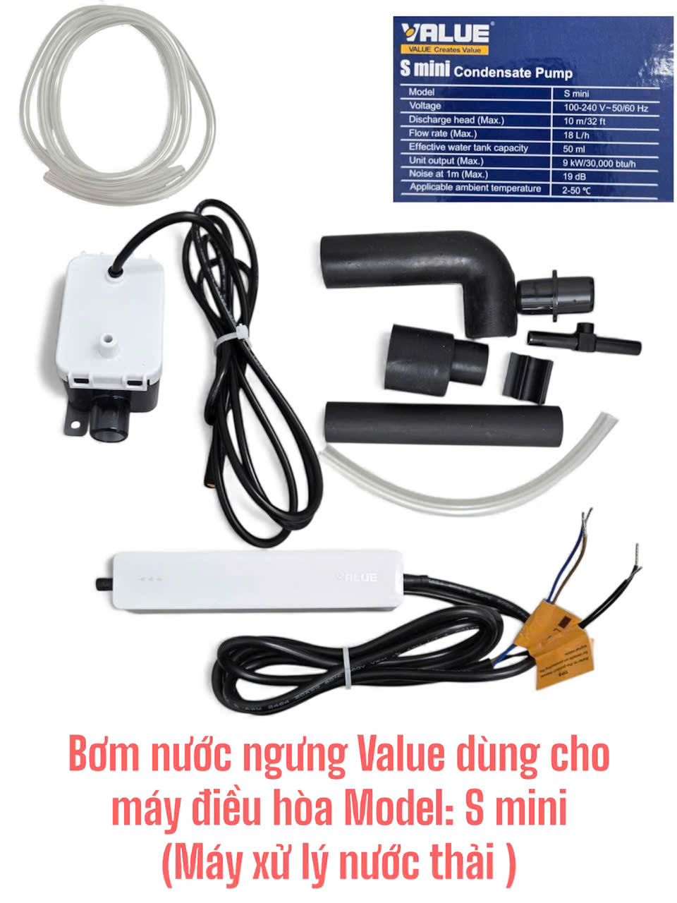 Bơm nước ngưng Value dùng cho máy điều hòa Model: S Mini (Máy xử lý nước thải)