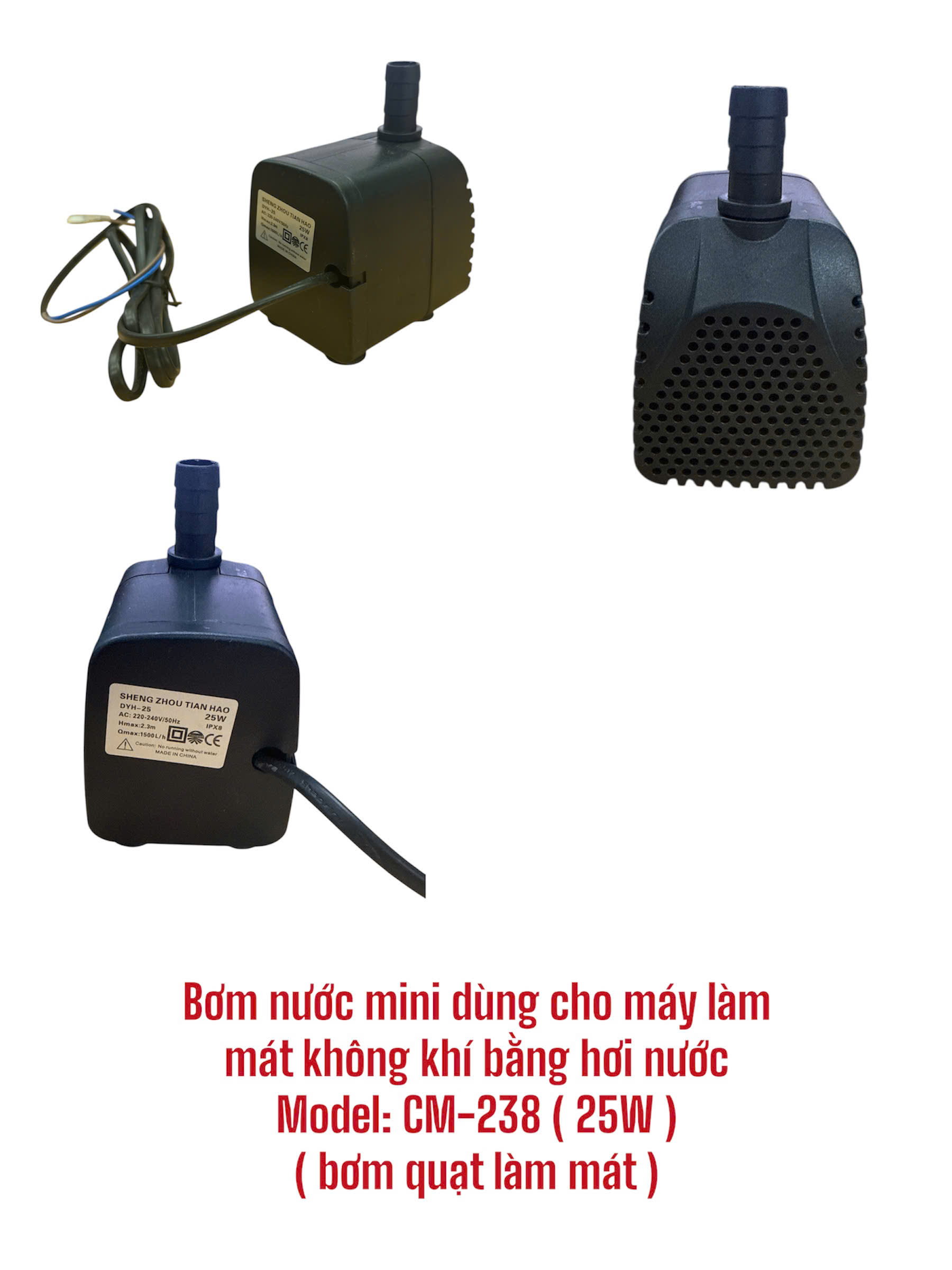 Bơm nước mini dùng cho máy làm mát không khí bằng hơi nước Model: CM-238 (25W) (bơm quạt làm mát)