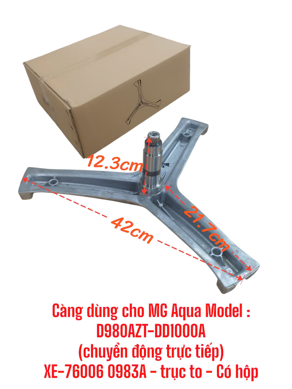 Càng dùng cho máy giặt Aqua Model: D980AZT-DD1000A(dùng cho máy chuyển động trực tiếp)XE-76006 0983A – trục to – Có hộp
