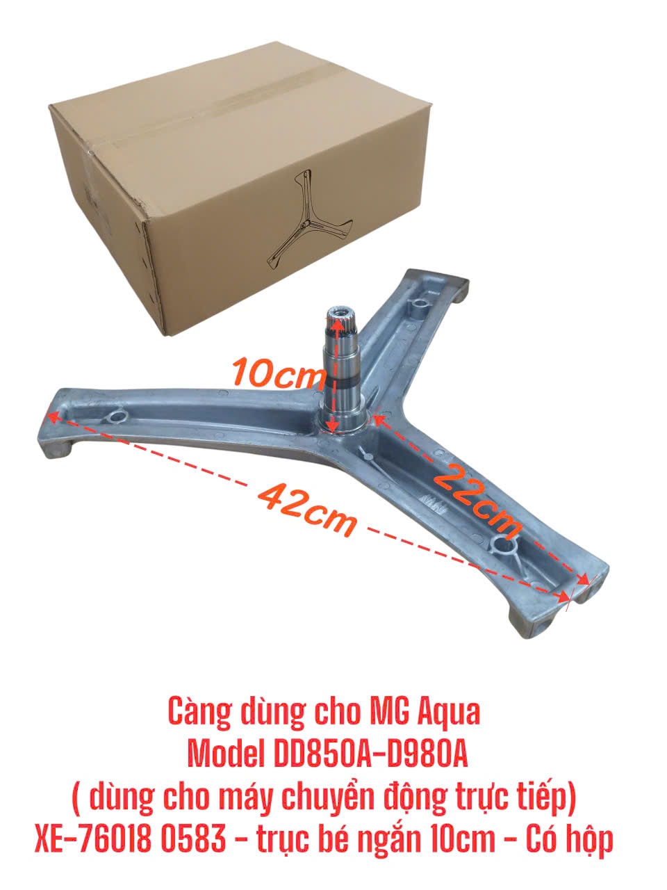 Càng dùng cho máy giặt Aqua Model DD850A-D980A(dùng cho máy chuyển động trực tiếp) XE-76018 0583 – trục bé 10cm – Có hộp