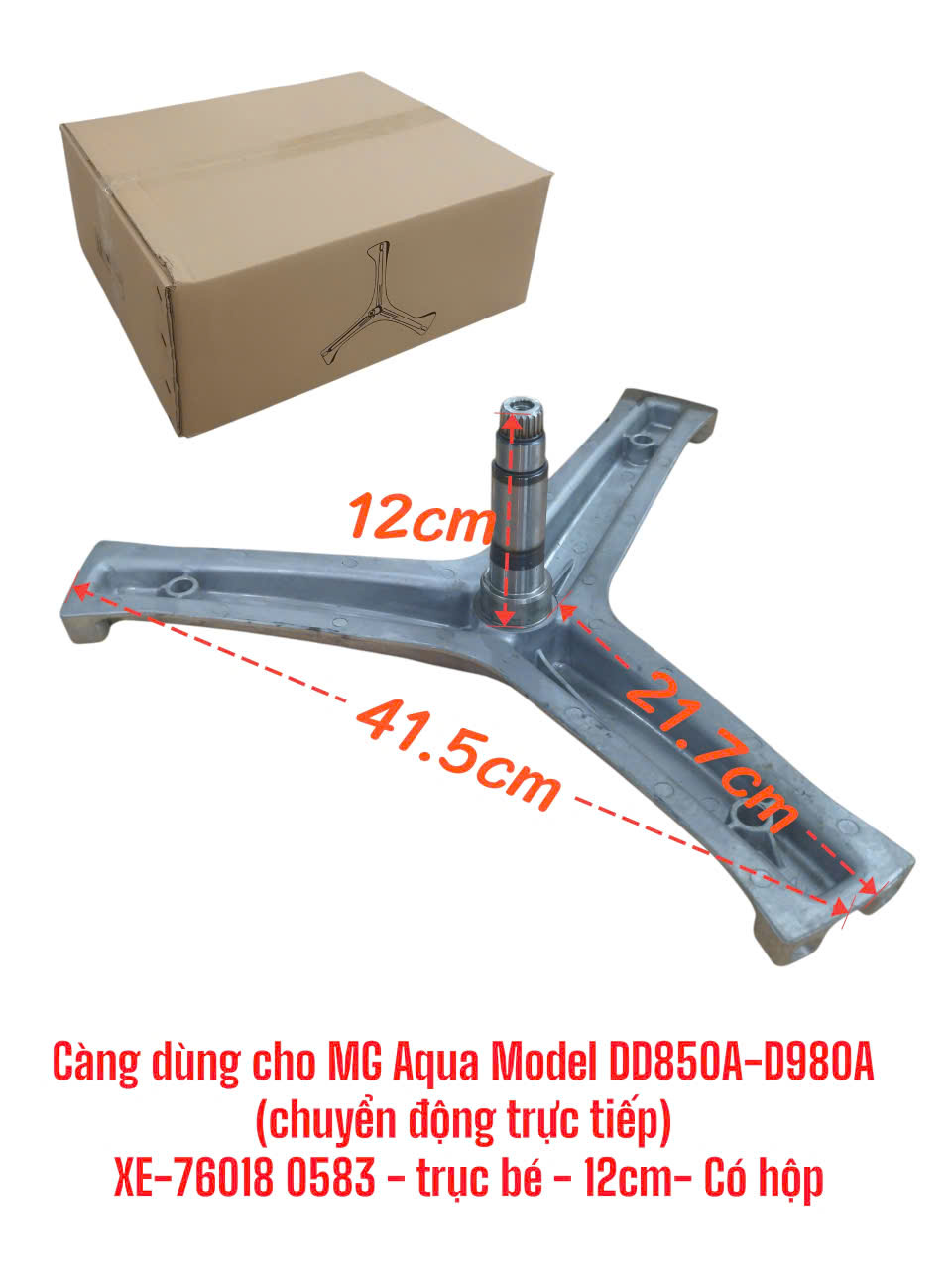 Càng dùng cho máy giặt Aqua Model DD850A-D980A(dùng cho máy chuyển động trực tiếp) XE-76018 0583 – trục bé 12cm – Có hộp