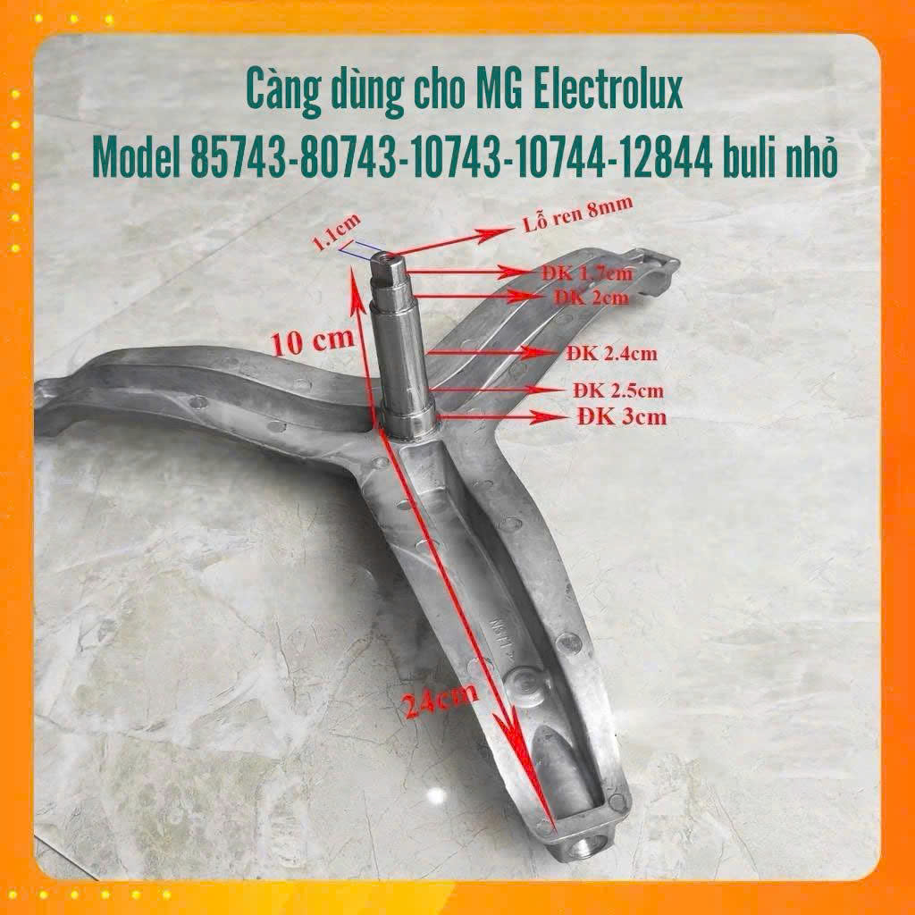 Càng dùng cho máy giặt Electrolux model 85743-80743-10743-10744-12844 buli nhỏ- có hộp