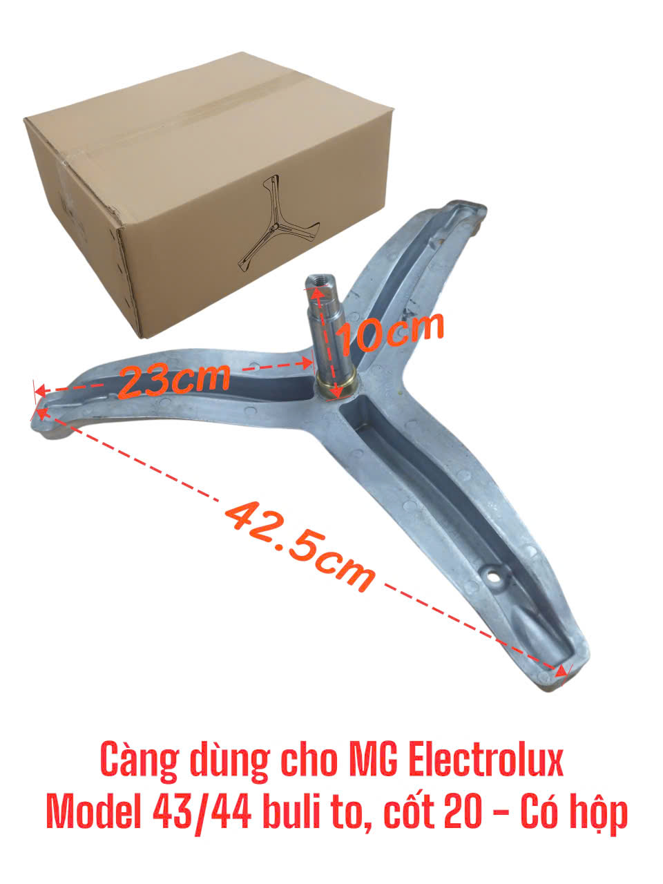 Càng dùng cho máy giặt Electrolux Model 43/44 buli to, cốt 20 – Có hộp