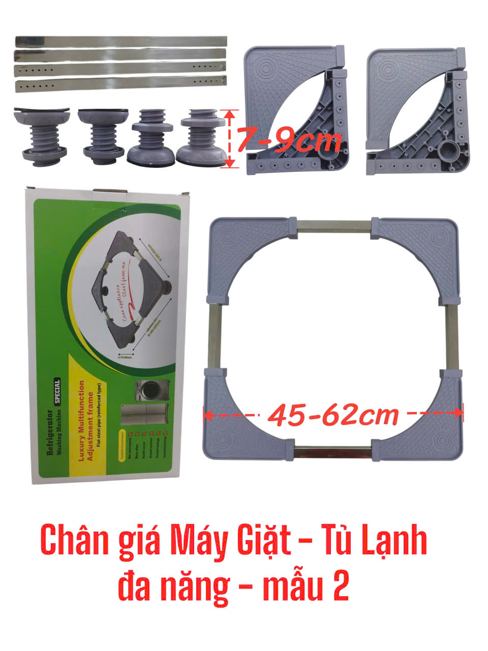 Chân giá Máy Giặt – Tủ Lạnh đa năng – mẫu 2 (rộng 45-62cm)