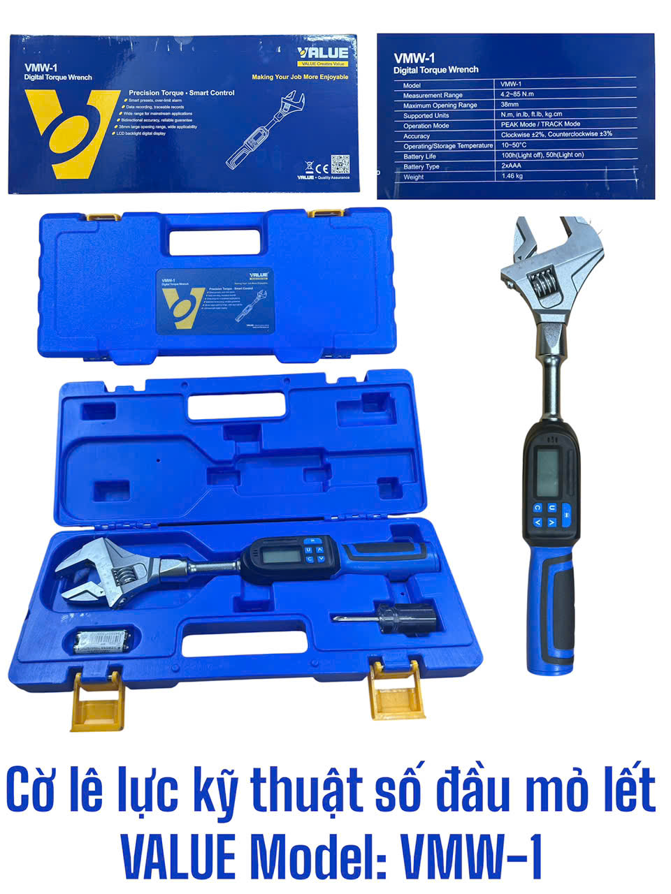 Cờ lê lực kỹ thuật số đầu mỏ lết VALUE Model: VMW-1