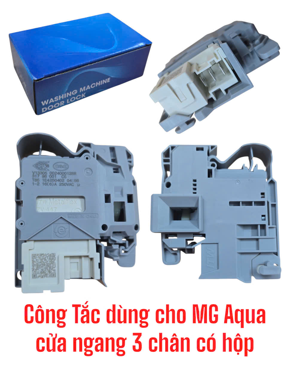 Công tắc dùng cho máy giặt Aqua cửa ngang 3 chân – Có hộp