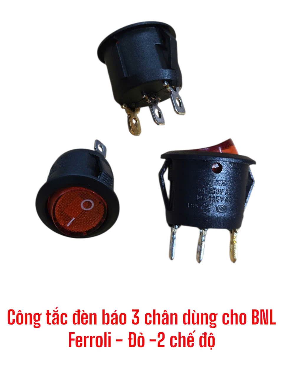 Công tắc đèn báo 3 chân dùng cho bình nóng lạnh Ferroli – 2 chế độ (màu đỏ)