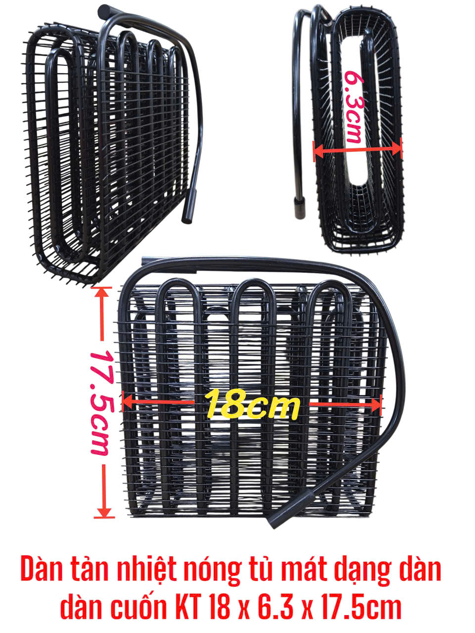 Dàn tản nhiệt nóng tủ mát dạng dàn – dàn cuốn KT 18 x 6.3 x 17.5cm
