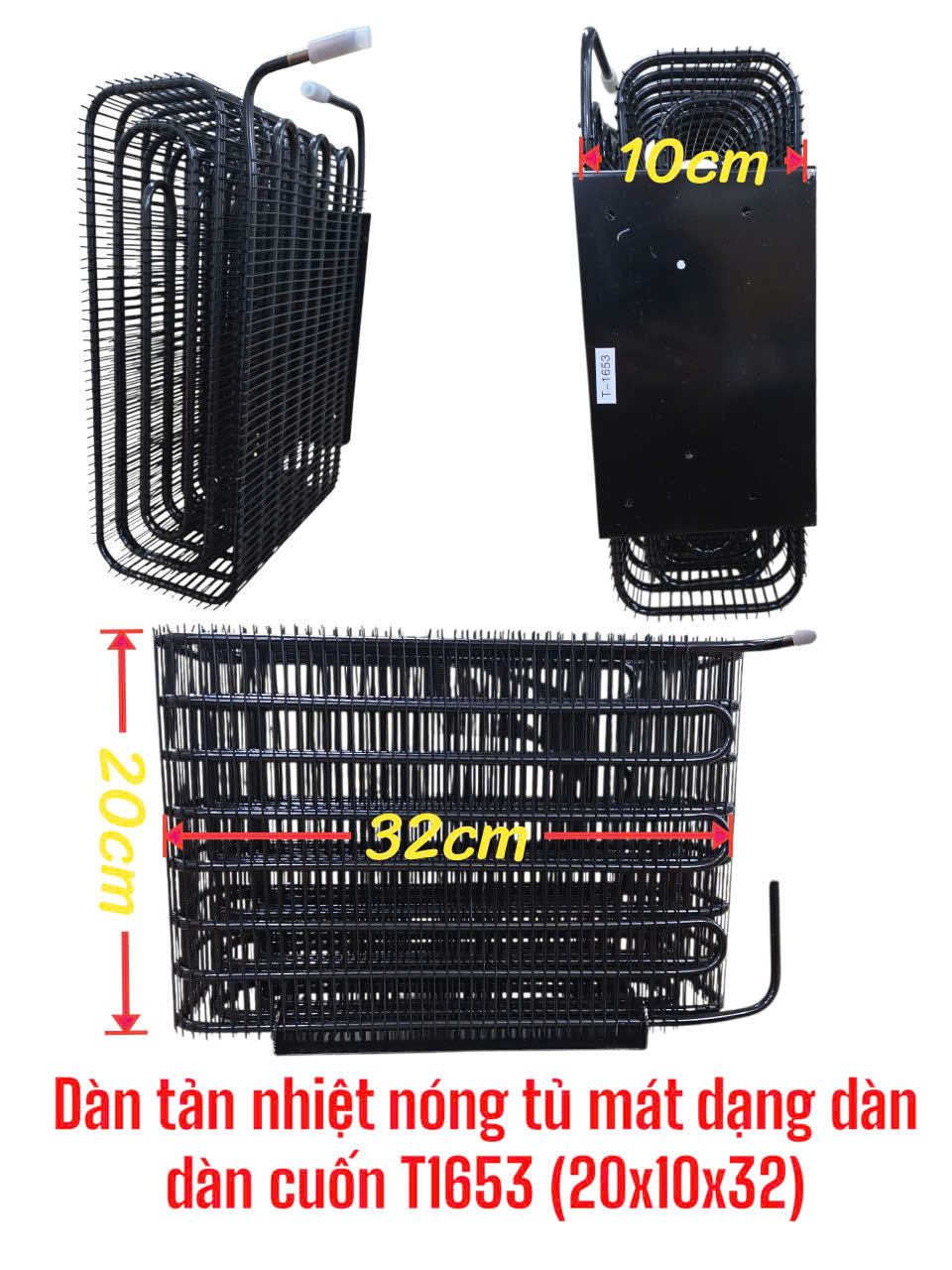 Dàn tản nhiệt nóng tủ mát dạng dàn – dàn cuốn T1653 (20x10x32)
