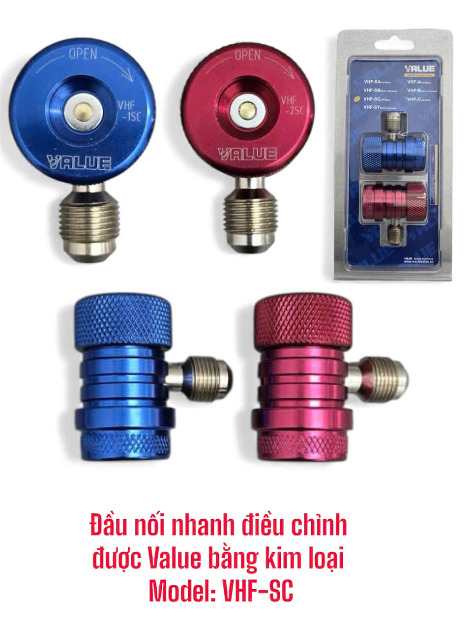Đầu nối nhanh điều chỉnh được Value bằng kim loại Model: VHF-SC