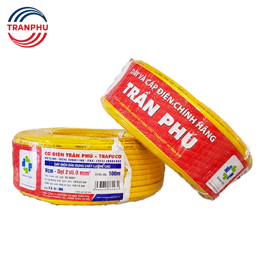 Dây điện đôi dẹt Trần Phú VCm-D 2x6mm2 – 300/500V