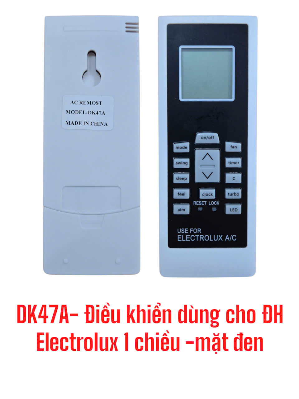 Điều khiển dùng cho điều hòa Electrolux 1 chiều (mặt đen) – DK47A