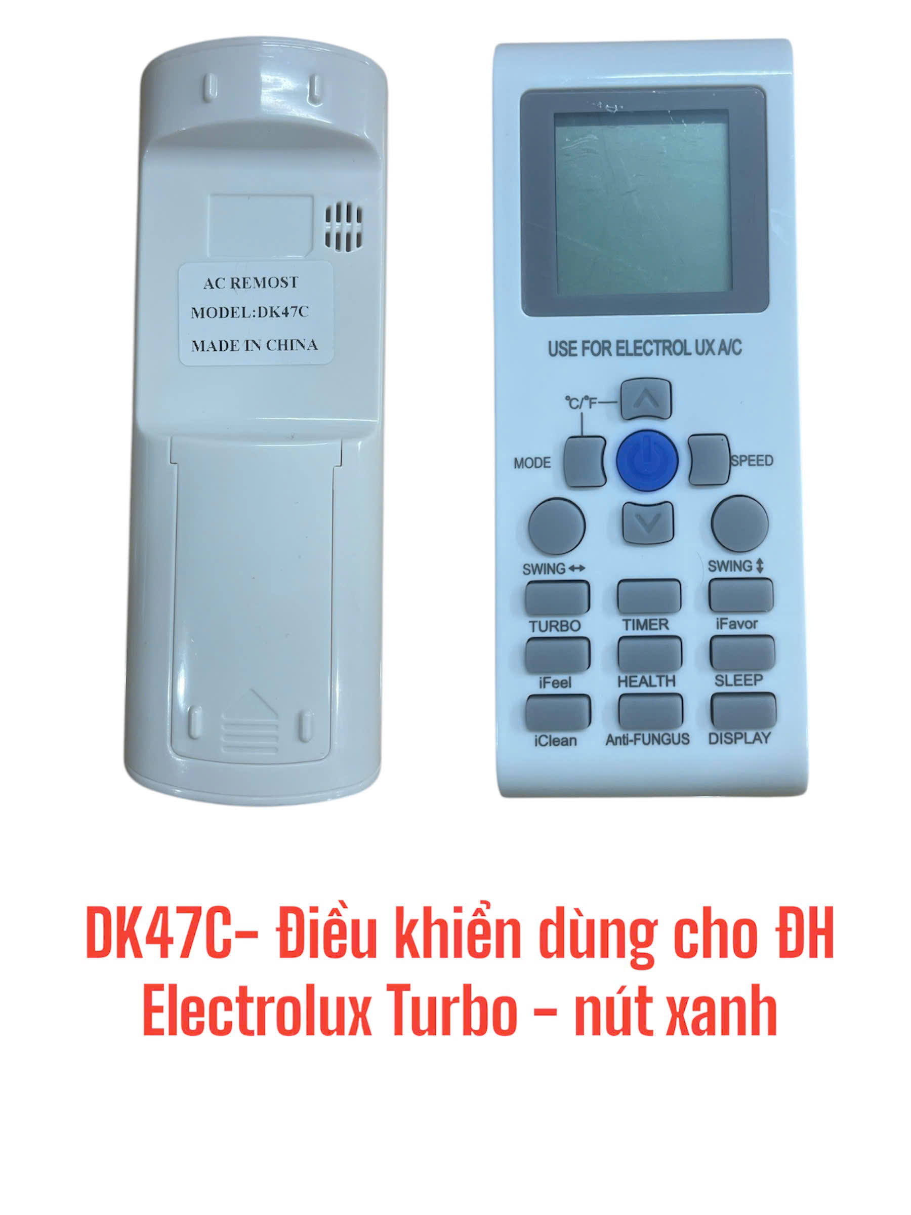 Điều khiển dùng cho điều hòa Electrolux Turbo – nút xanh – DK47C