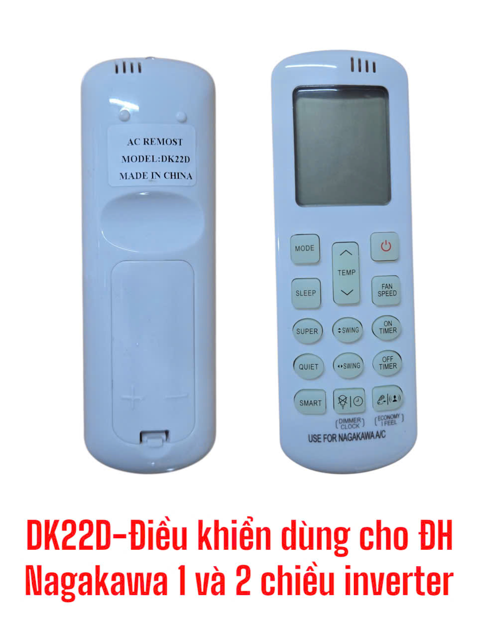Điều khiển dùng cho điều hòa Nagakawa 1 và 2 chiều inverter – DK22D