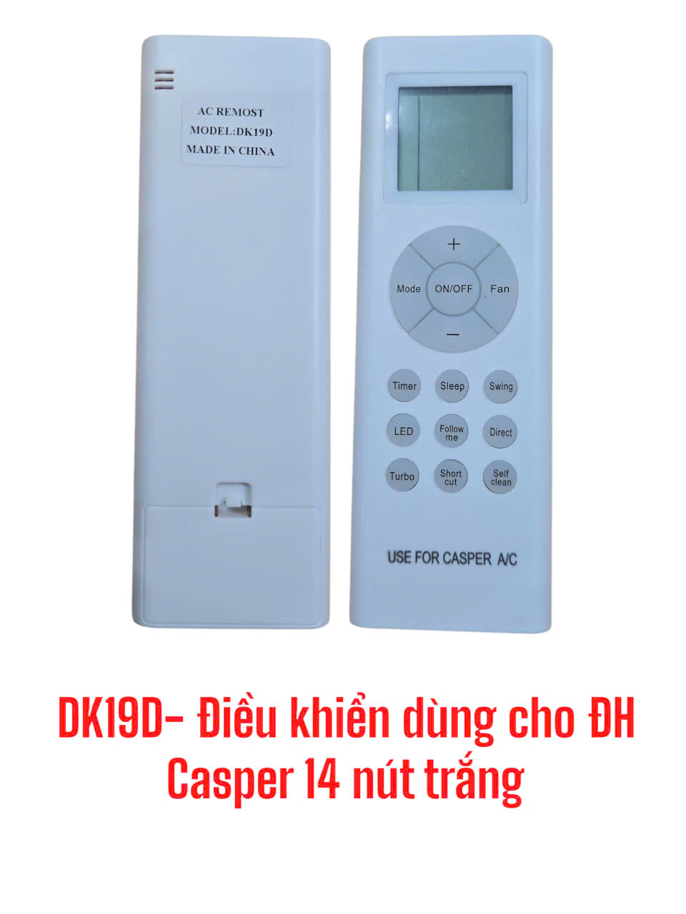 Điều khiển dùng cho máy điều hòa Casper (14 nút trắng) – DK19D