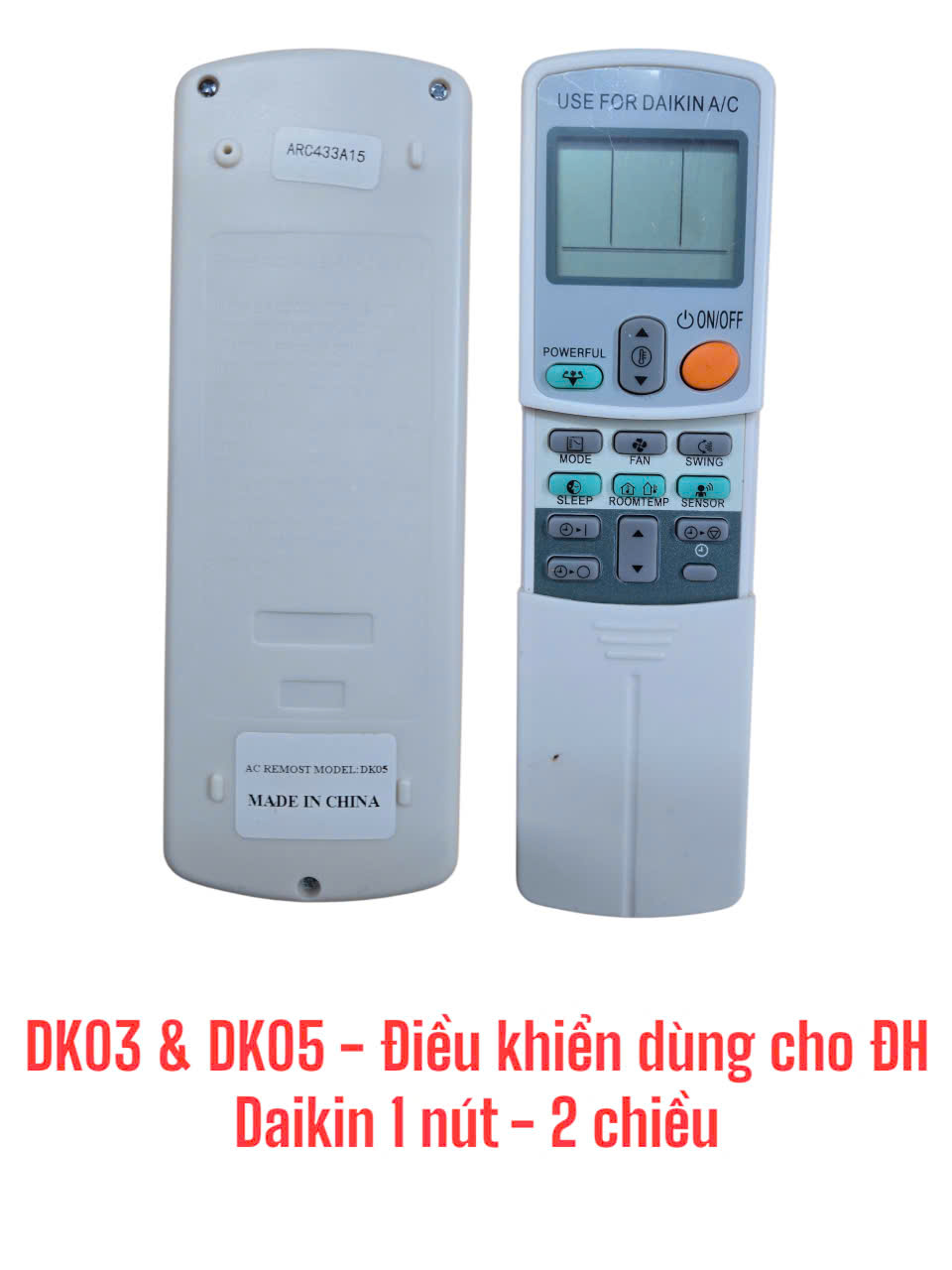 Điều khiển dùng cho máy điều hòa Daikin 1 nút – 2 chiều -DK03 & DK05