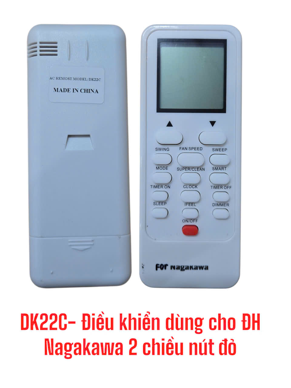 Điều khiển dùng cho máy điều hòa Nagakawa 2 chiều nút đỏ – DK22C