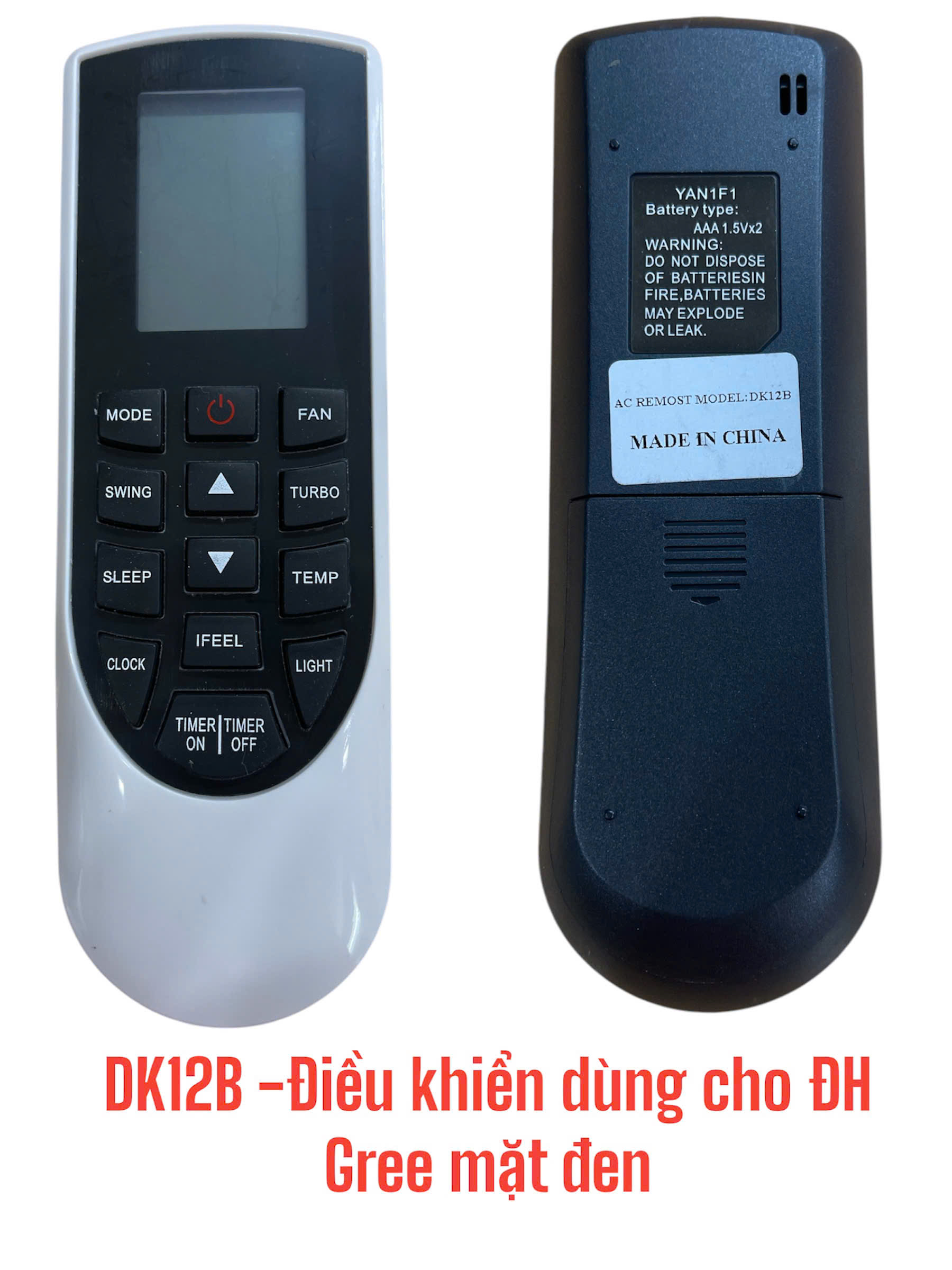 Điều khiển dùng cho máy điều hòa Gree (mặt đen) – DK12B