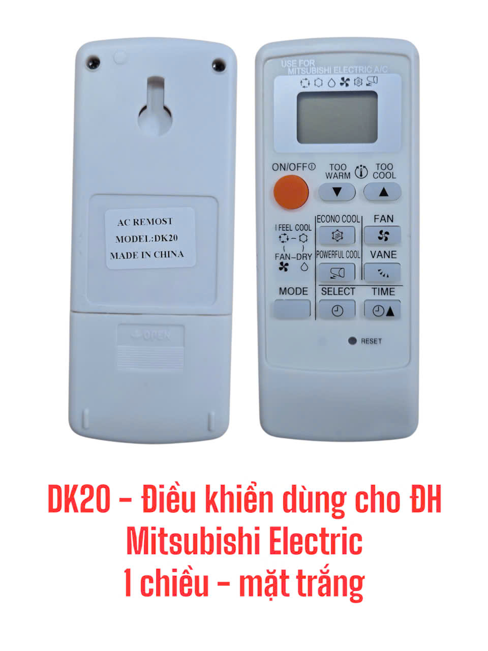 Điều khiển dùng cho máy điều hòa Mitsubishi Electric – 1 chiều -DK20