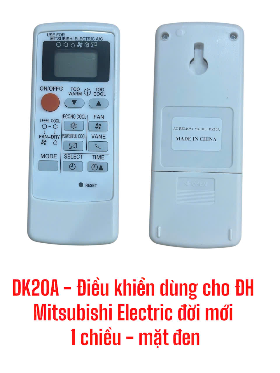 Điều khiển dùng cho máy điều hòa Mitsubishi Eletric đời mới -1 chiều (mặt đen) -DK20A