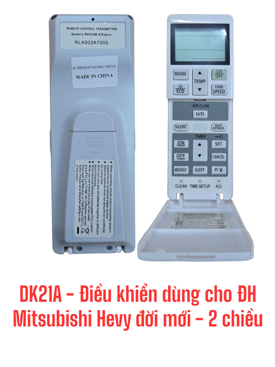 Điều khiển dùng cho máy điều hòa Mitsubishi Heavy đời mới – 2 chiều – DK21A