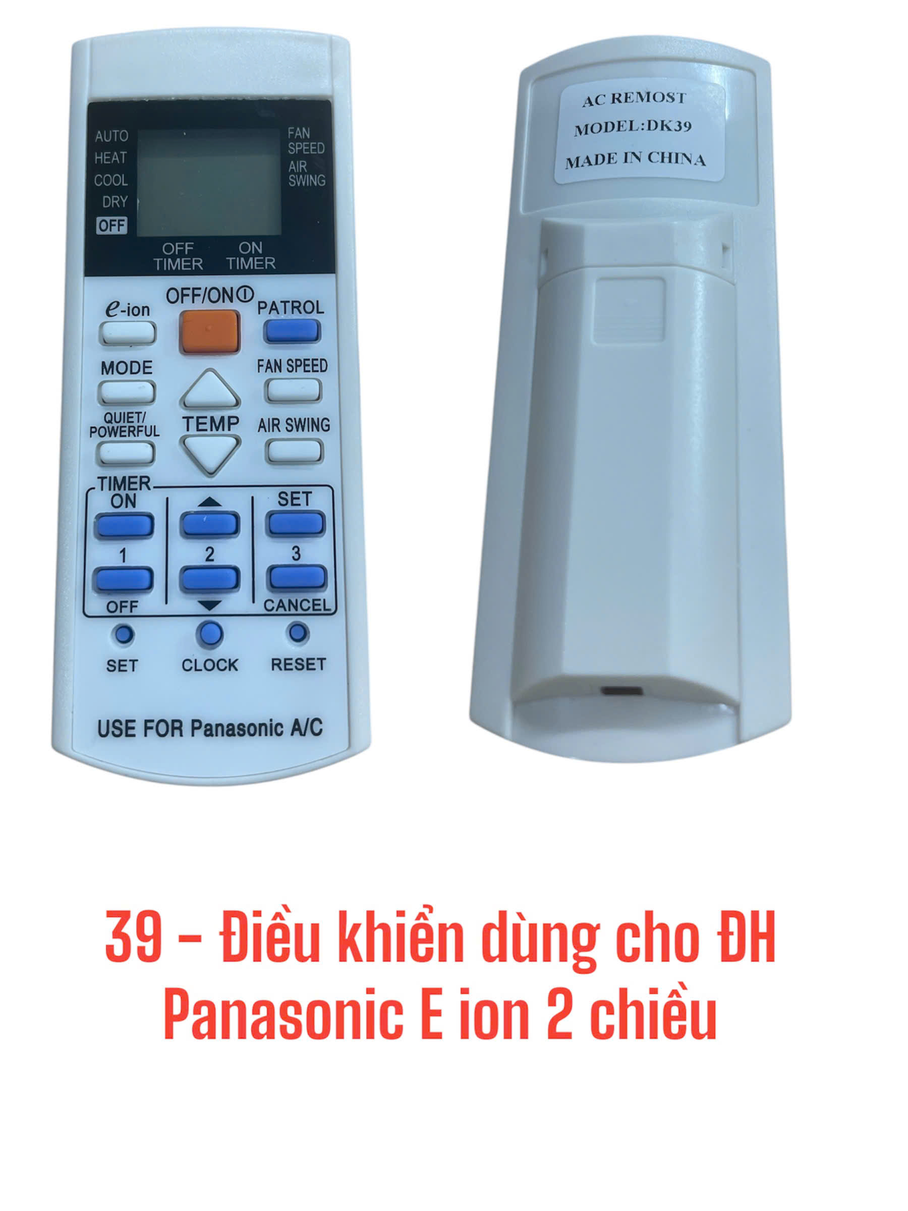 Điều khiển dùng cho máy điều hòa Panasonic E ion 2 chiều -DK39