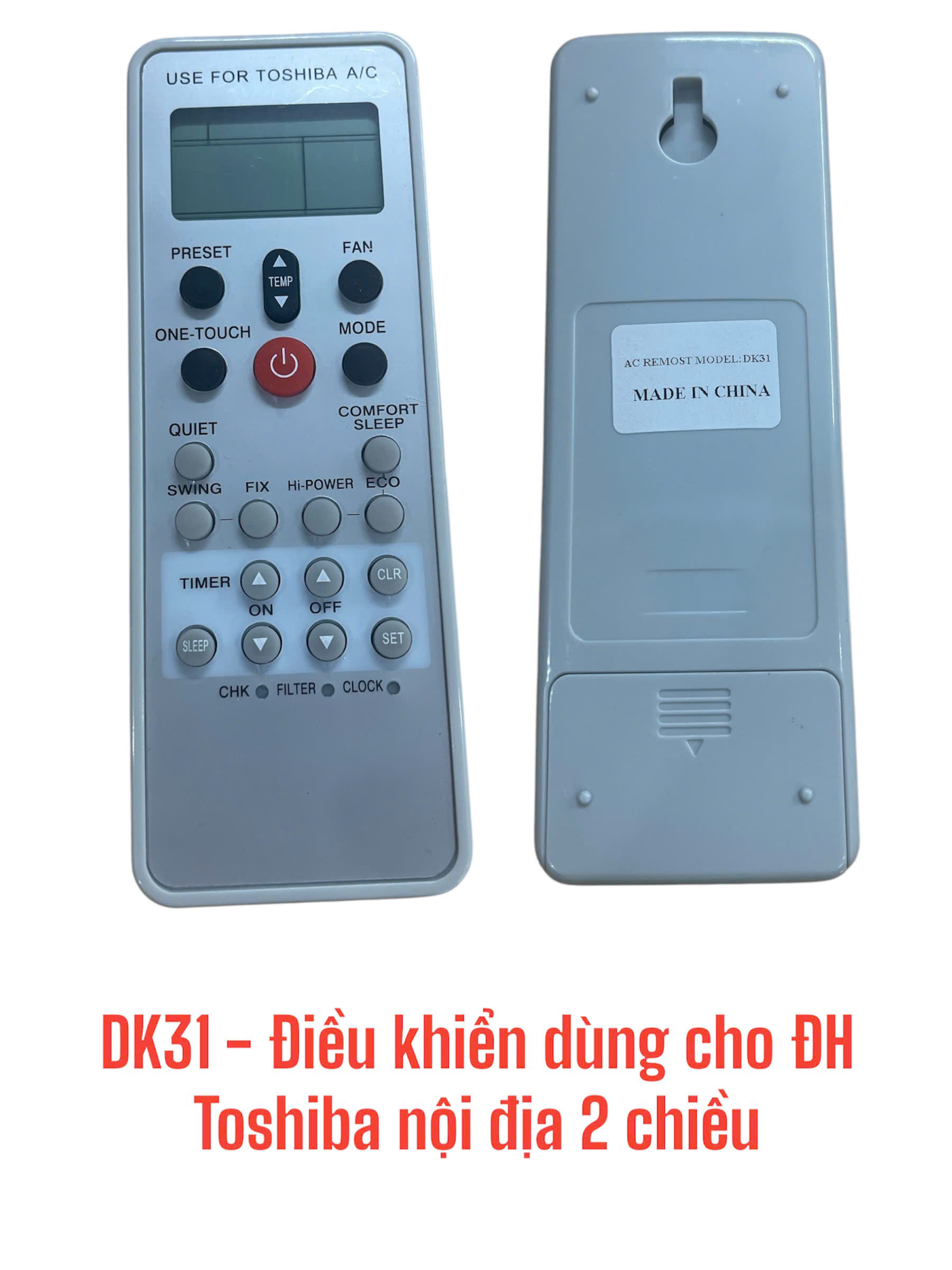 Điều khiển dùng cho máy điều hòa Toshiba nội địa 2 chiều -DK31
