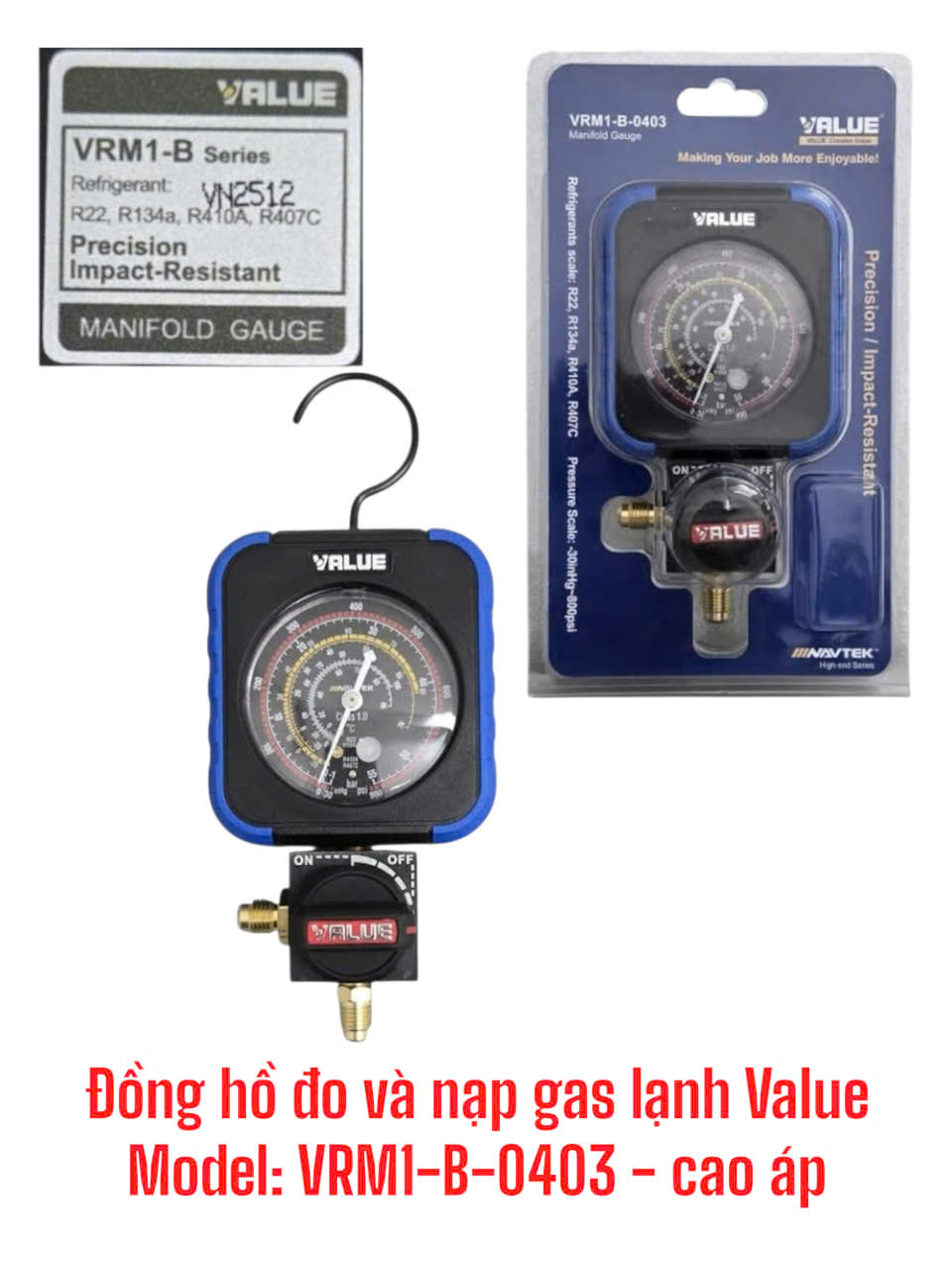 Đồng hồ đo và nạp gas lạnh Value Model: VRM1-B-0403 (cao áp)