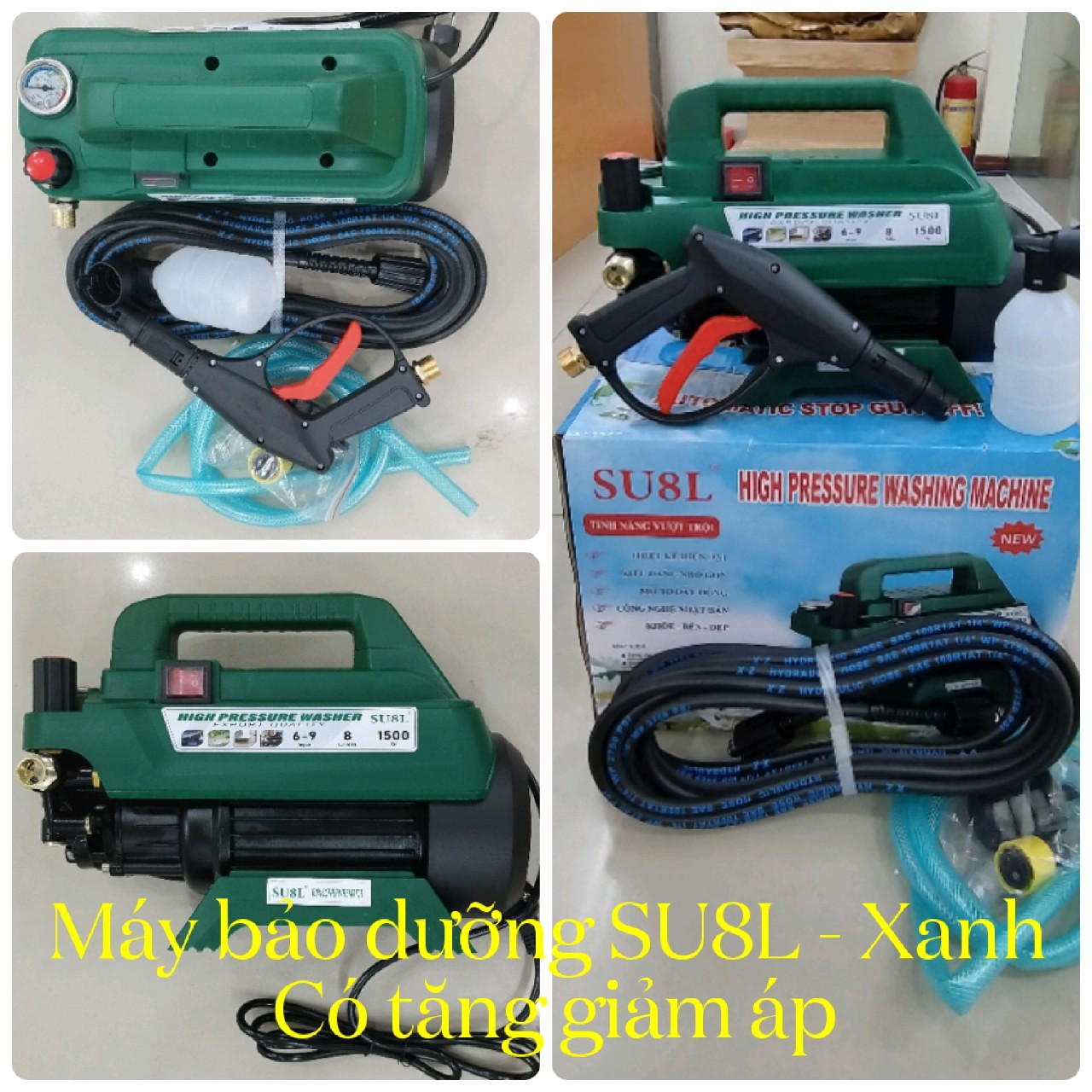 Máy bảo dưỡng SU 8L (Máy xịt rửa) – màu xanh có điều chỉnh áp