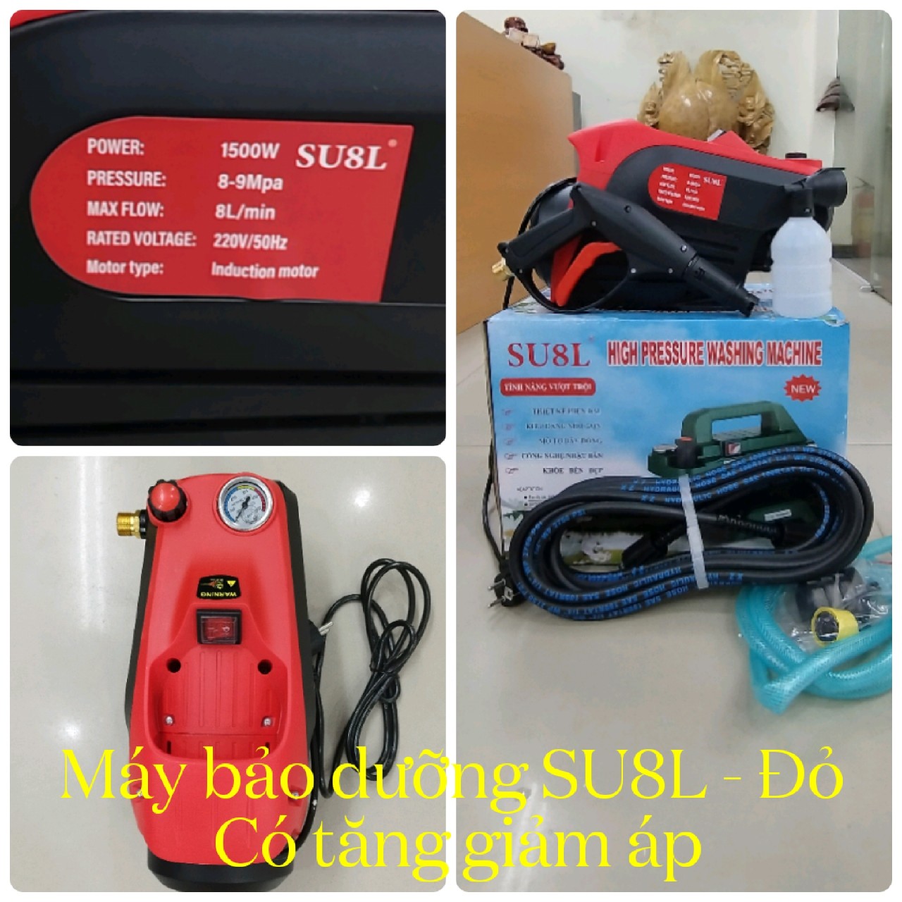 Máy bảo dưỡng Su8L – Máy rửa xe có điều chỉnh áp (màu đỏ)