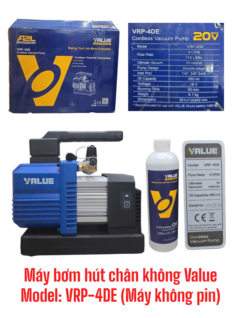 Máy bơm hút chân không Value Model: VRP-4DE (Máy không pin)