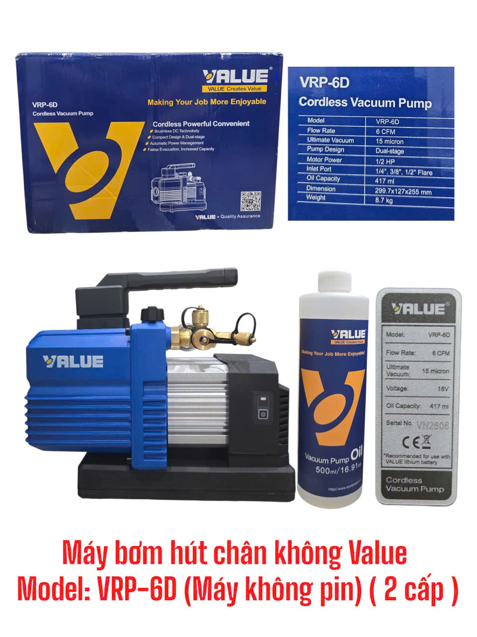 Máy bơm hút chân không Value Model: VRP-6D(Máy không pin)(2 cấp)