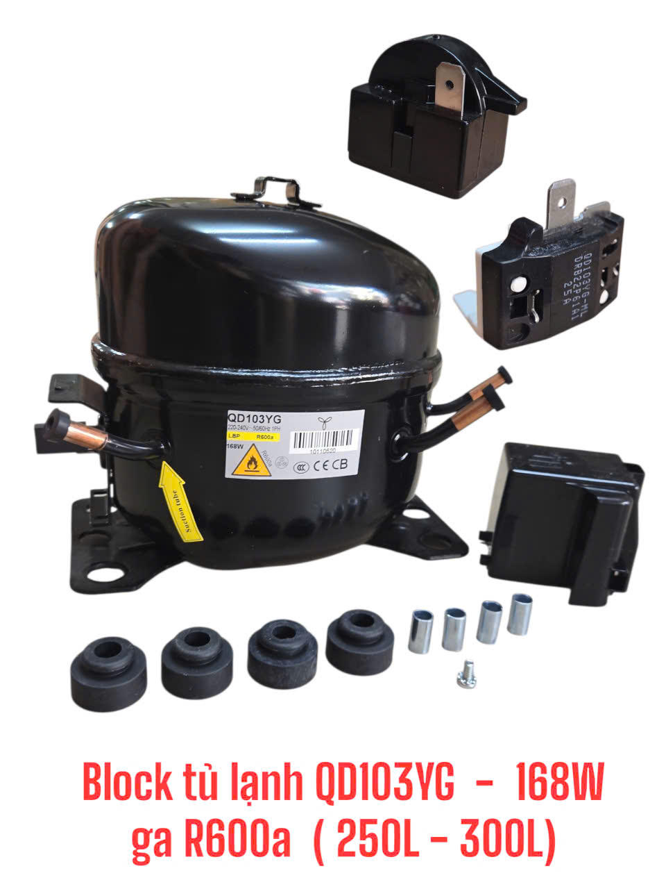 Máy nén khí dùng cho Tủ lạnh QD103YG – 168W ga R600a (250L – 300L)