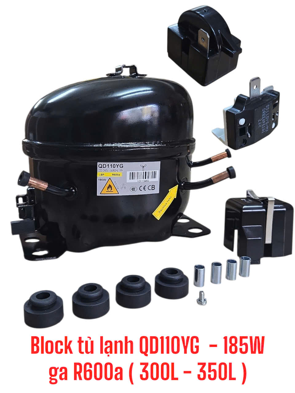Máy nén khí dùng cho Tủ lạnh QD110YG – 185W gas R600a (300L – 350L)