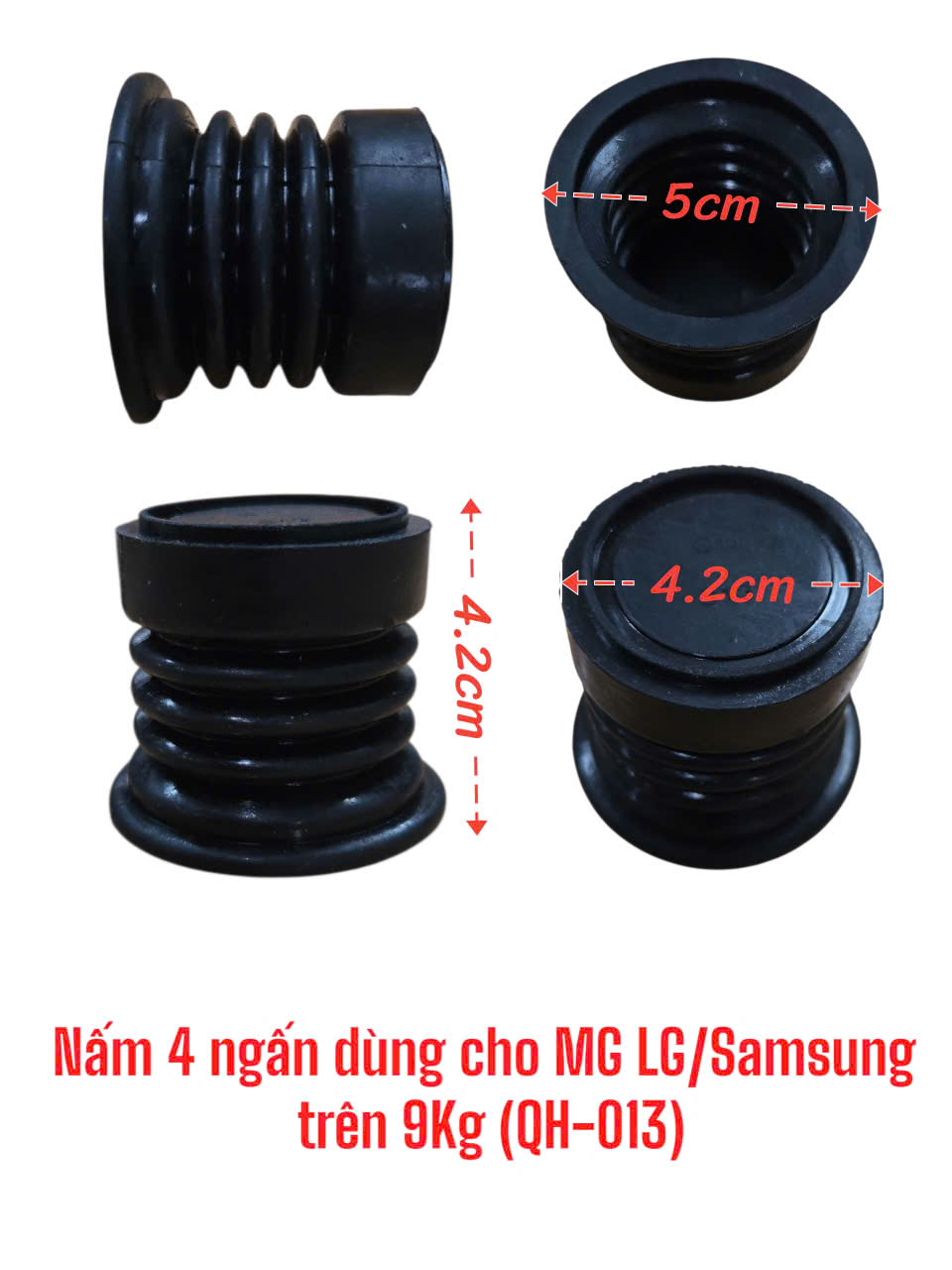 Nấm cao su 4 ngấn dùng cho máy giặt LG -Samsung trên 9kg (QH-013)