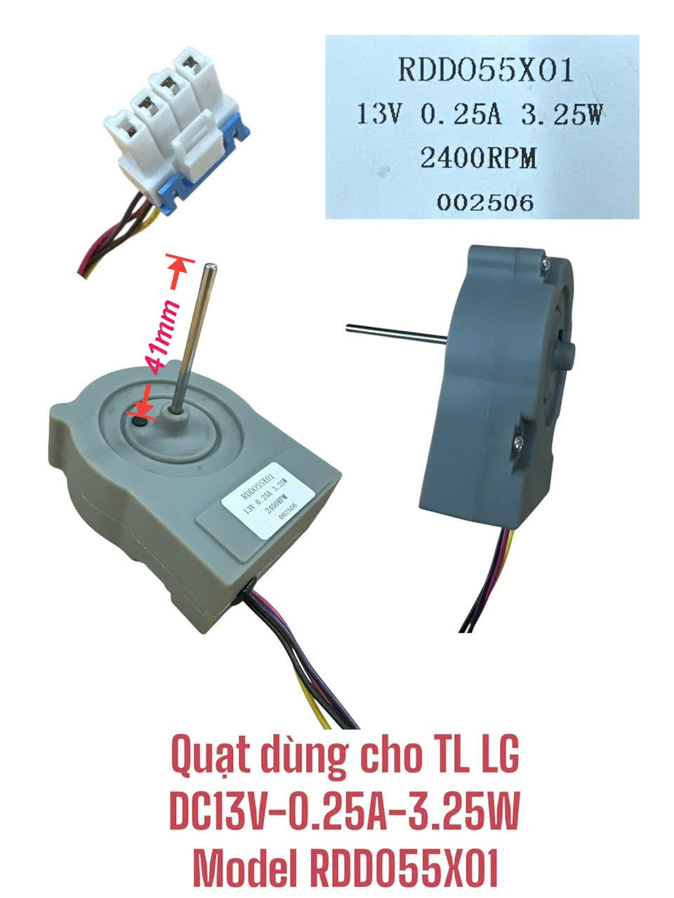 Quạt dùng cho tủ lạnh LG DC13V-0.25A-3.25W Model RDD055X01