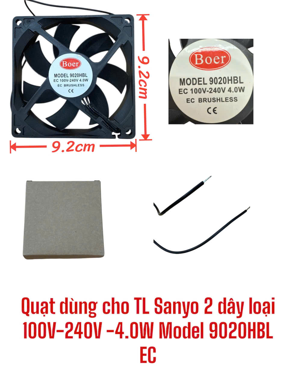 Quạt dùng cho tủ lạnh Sanyo 2 dây loại 100V-240V -4.0W Model 9020HBL EC