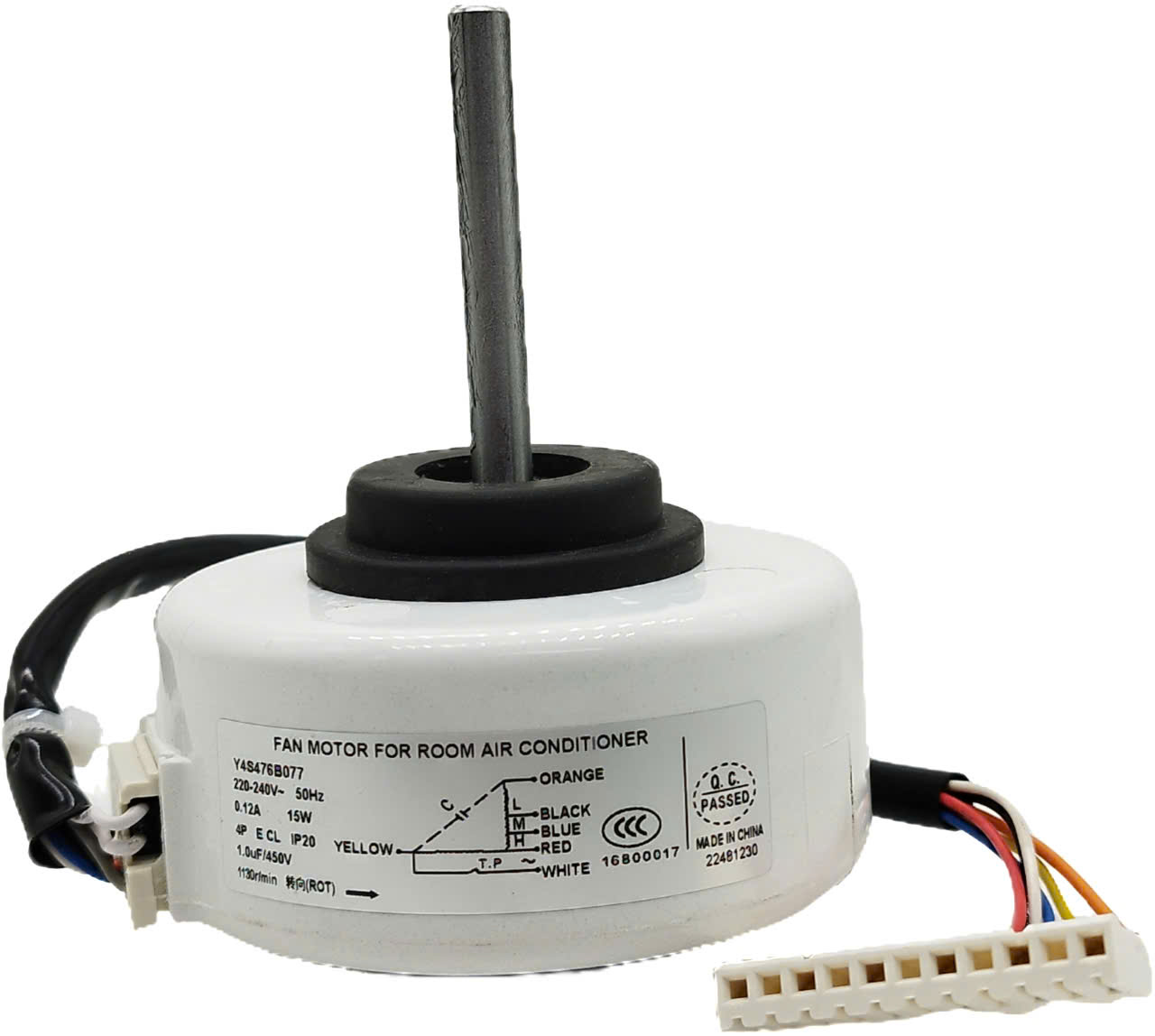 Quạt mặt lạnh 5 dây 15W trục dài Y4S476B077 (mới) – Có hộp