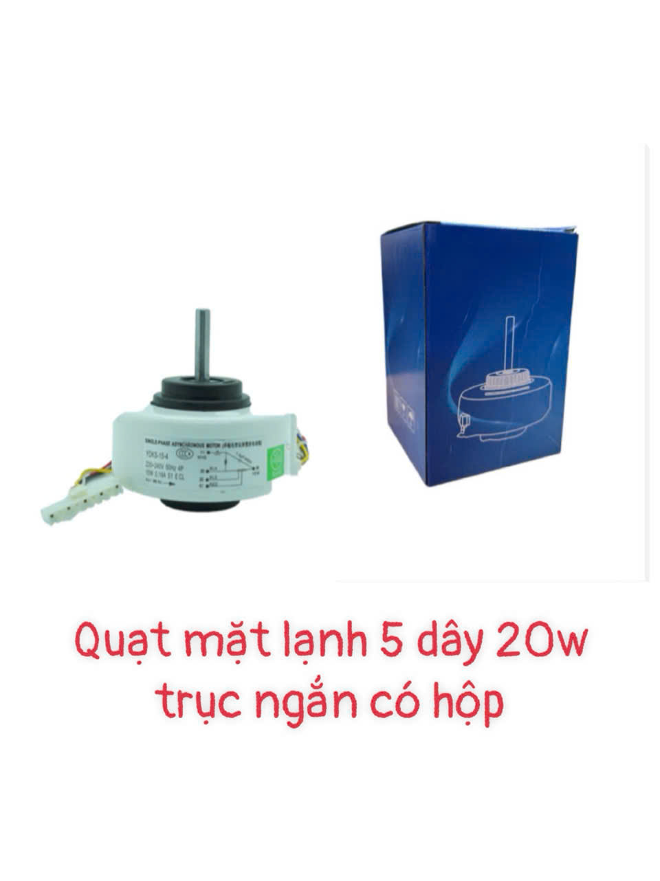 Quạt mặt lạnh 5 dây 20W trục ngắn – Có hộp