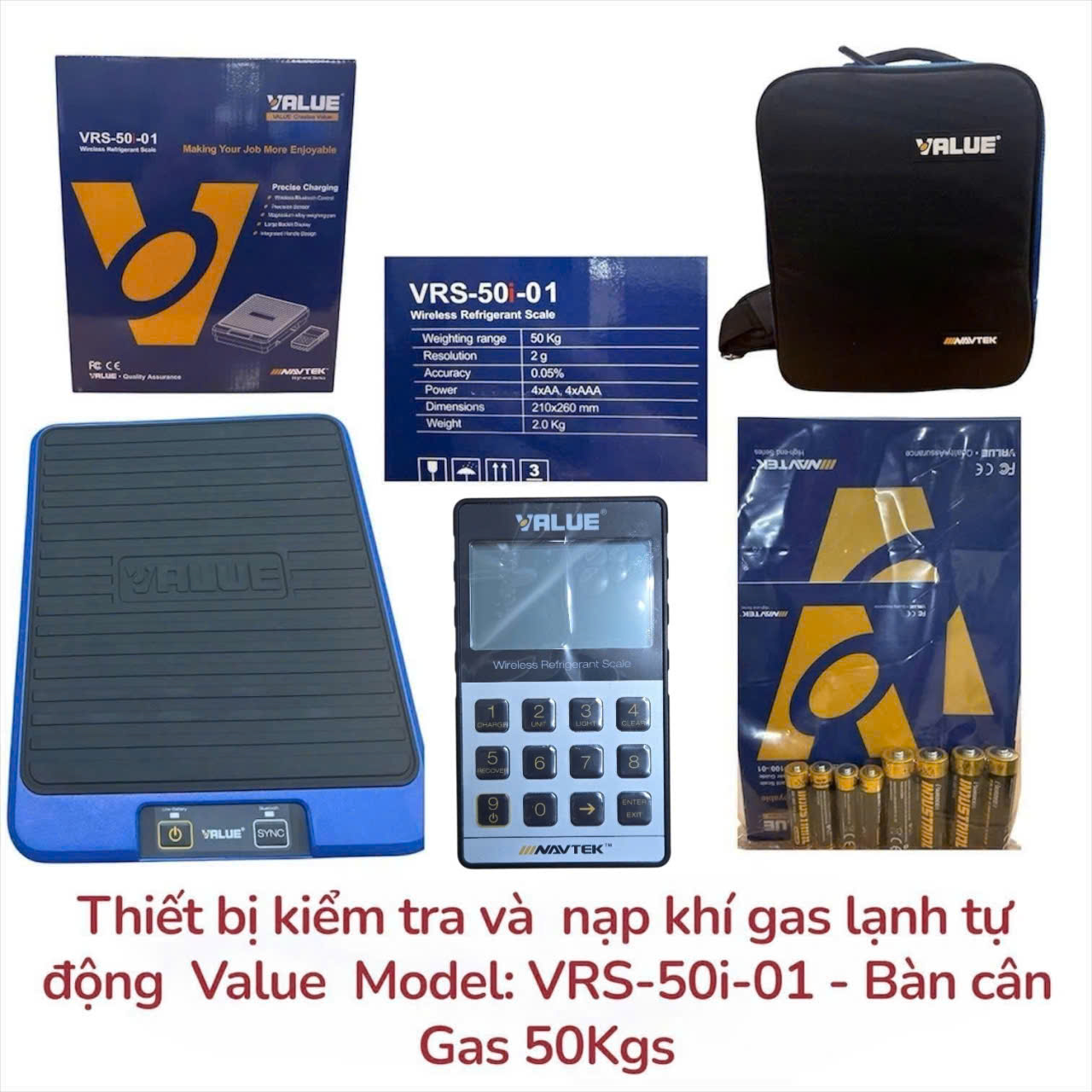 Thiết bị kiểm tra và nạp khí gas lạnh tự động Value Model: VRS-50i-01 – Bàn cân Gas 50Kg