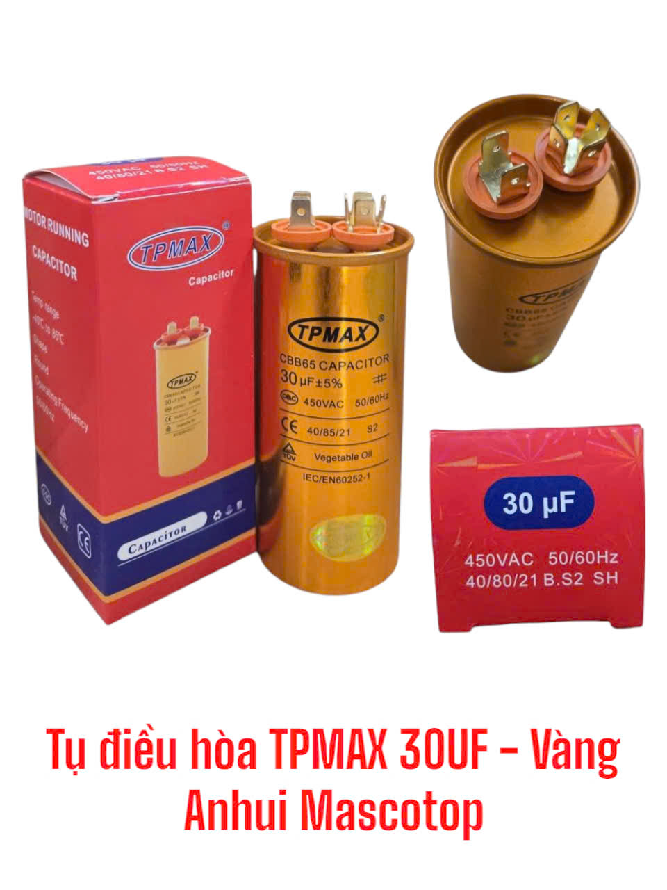 Tụ điều hòa TPMAX 30UF Vàng -ANHUI MASCOTOP