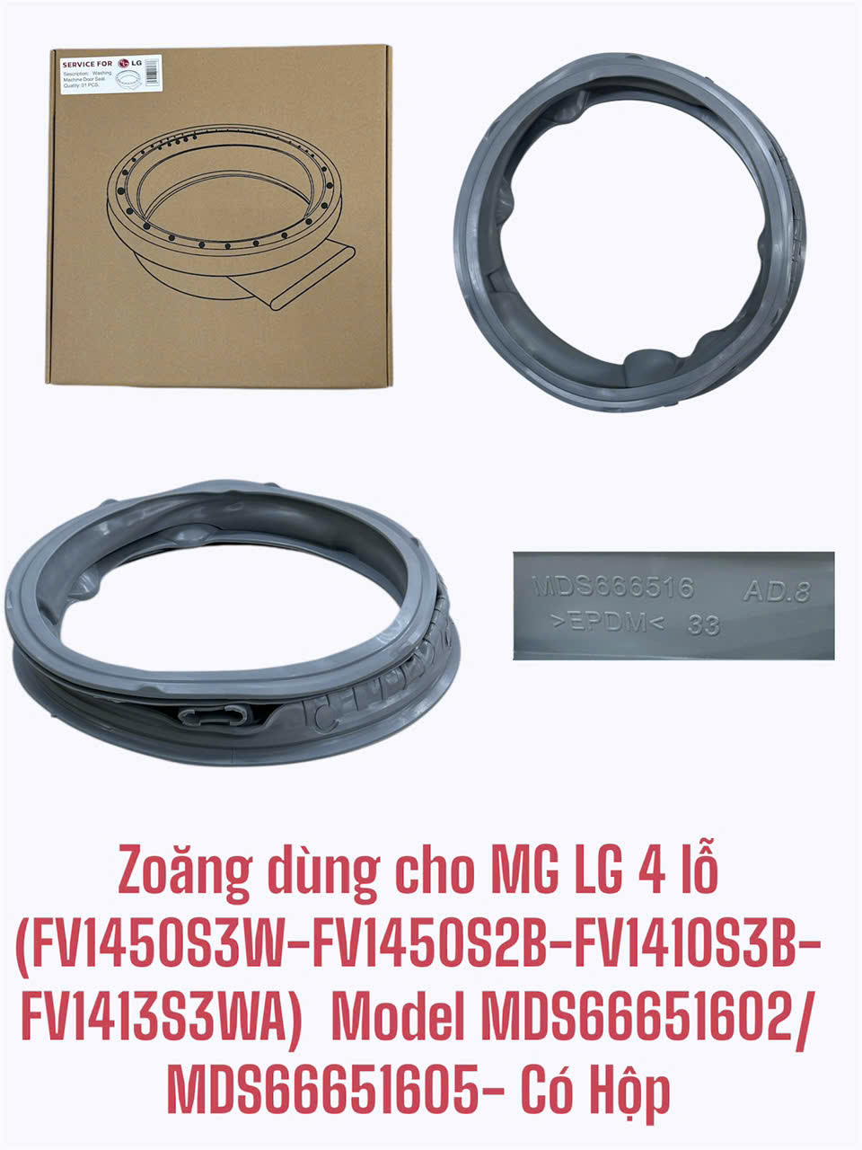 Zoăng máy giặt dùng cho máy giặt LG 4 lỗ FV1450S3W-FV1450S2B-FV1410S3B-FV1413S3WA – Có hộp